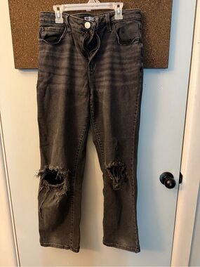 SO Black Distressed High Rise 90s Straight Leg Jeans